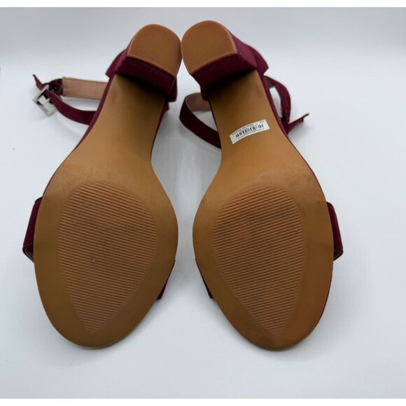 Torrid Pumps Womens Size 11WW Burgundy Two Strap Tapered Open Toe Heeled Sandals - Picture 12 of 16